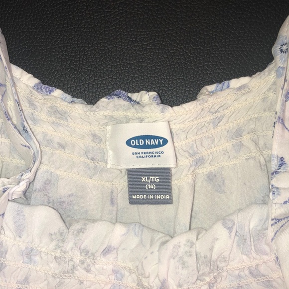 Off the shoulder white and blue blouse - Picture 3 of 4